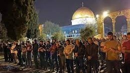 Muslims pray in Al-Aqsa Mosque